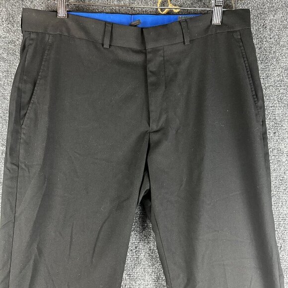 Reaction Kenneth Cole Pants Men 34 Techni-Cole Black Stretch Straight Flat Front - Picture 2 of 9